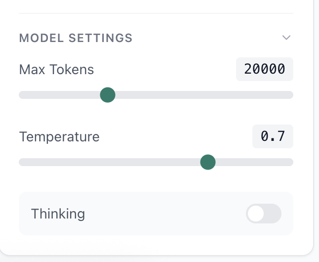 Model settings