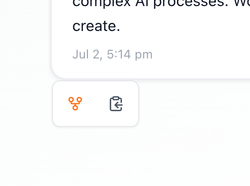 Fork button in an qbash conversation, showing how to branch at any message